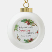 Rustic Baby's 1st Christmas Milestone Keramische Bal Ornament (Voorkant)