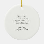 Rustic Baby's 1st Christmas Waterverf Beige Bow Keramisch Ornament (Achterkant)