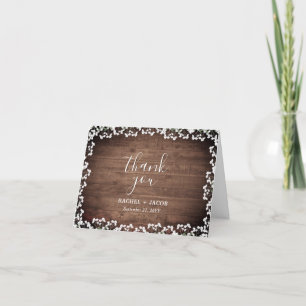 Rustic Baby's adem op donkerhout Bedankkaart