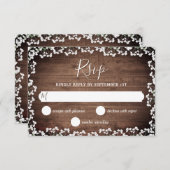 Rustic Baby's adem op donkerhout RSVP Kaartje (Voorkant / Achterkant)