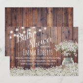 Rustic Baby's Baby shower met de ringbandlampjes Kaart (Voorkant / Achterkant)