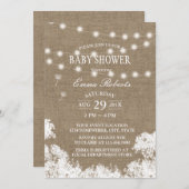 Rustic Baby's Baby shower met de ringbandlampjes Kaart (Voorkant / Achterkant)