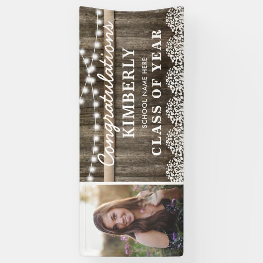 Rustic Babys Breath 2025 Afstuderen Foto Spandoek (Verticaal)