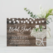Rustic Baby's Breath Beach Jar Wood Vrijgezellenfe Kaart (Staand voorkant)