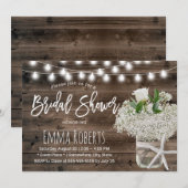 Rustic Baby's Breath Beach Jar Wood Vrijgezellenfe Kaart (Voorkant / Achterkant)