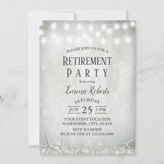 Rustic Baby's Breath Beach Starfish Retirement Kaart (Voorkant)