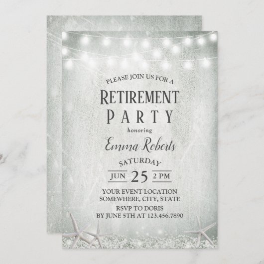 Rustic Baby's Breath Beach Starfish Retirement Kaart (Voorkant / Achterkant)