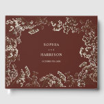 Rustic Baby's Breath Beet Red Wedding Gastenboek<br><div class="desc">Gypsophila-grensontwerp aan de voorkant boven de Beet Red-achtergrond.</div>