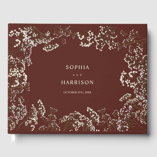 Rustic Baby's Breath Beet Red Wedding Gastenboek (Voorkant)