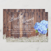 Rustic Baby's Breath Blue Hydrangea Vrijgezellenfe Kaart (Voorkant / Achterkant)