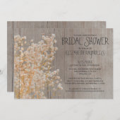 Rustic Baby's Breath Bridal Shower Invitations Kaart (Voorkant / Achterkant)