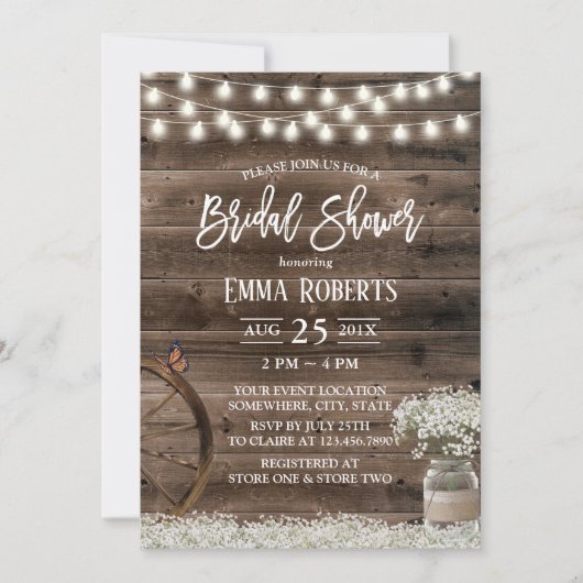 Rustic Baby's Breath Floral Barn Vrijgezellenfeest Kaart (Voorkant)