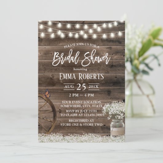 Rustic Baby's Breath Floral Barn Vrijgezellenfeest Kaart (Staand voorkant)