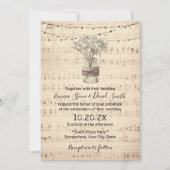 Rustic Baby's Breath Floral Jar Musical Wedding Kaart (Voorkant)