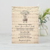 Rustic Baby's Breath Floral Jar Musical Wedding Kaart (Staand voorkant)