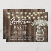 Rustic Baby's Breath Floral Jar Wood Afstuderen Kaart (Voorkant / Achterkant)