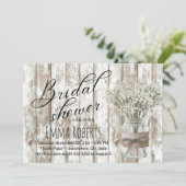 Rustic Baby's Breath Floral Jar Wood Vrijgezellenf Kaart (Staand voorkant)