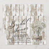 Rustic Baby's Breath Floral Jar Wood Vrijgezellenf Kaart (Voorkant / Achterkant)