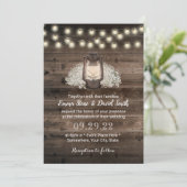 Rustic Baby's Breath Floral Lantern Barn Wedding Kaart (Staand voorkant)