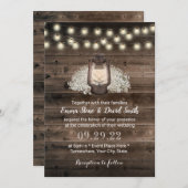 Rustic Baby's Breath Floral Lantern Barn Wedding Kaart (Voorkant / Achterkant)