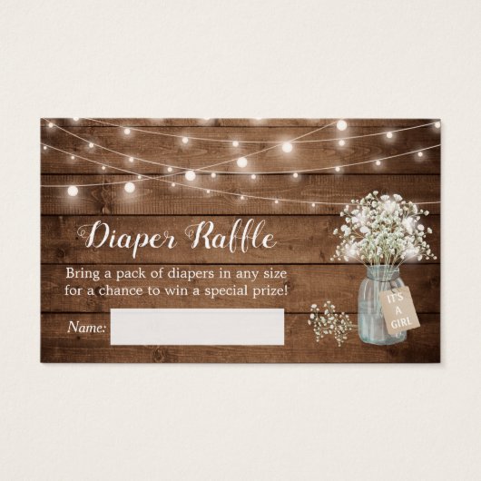 Rustic Baby's Breath Floral Licht Daper Raffle Visitekaartje (Voorkant)