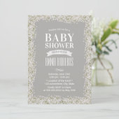 Rustic Baby's Breath Floral Silver Baby shower Kaart (Staand voorkant)