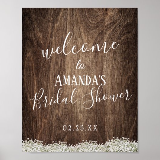 Rustic Baby's Breath Floral Vrijgezellenfeest Welk Poster (Voorkant)