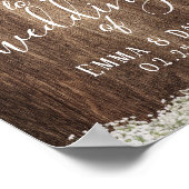 Rustic Baby's Breath Floral Wedding Welkom Poster (Hoek)