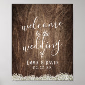 Rustic Baby's Breath Floral Wedding Welkom Poster (Voorkant)