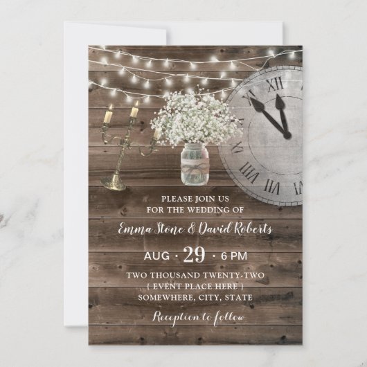 Rustic Baby's Breath Flower Barn Fairytale Wedding Kaart (Voorkant)
