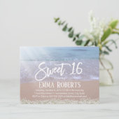 Rustic Baby's Breath Flowers Beach Sweet 16 Kaart (Staand voorkant)