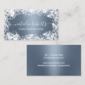 Rustic Baby's Breath Flowers Elegant Dusty Blue Visitekaartje (Voorkant / Achterkant)