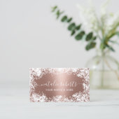 Rustic Baby's Breath Flowers Modern Roos Gold Visitekaartje (Staand voorkant)