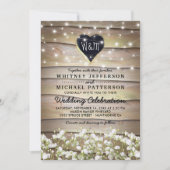 Rustic Baby's Breath Heart Twinkle Wedding Kaart (Voorkant)