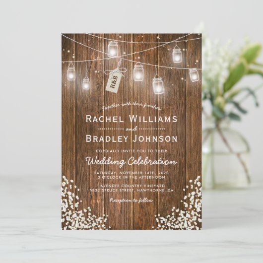 Rustic Babys Breath Jam Winter Weddenschap Kaart (Staand voorkant)