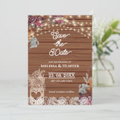 Rustic Baby's Breath Jar Wedding Save the Date Kaart (Staand voorkant)