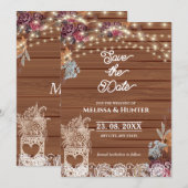 Rustic Baby's Breath Jar Wedding Save the Date Kaart (Voorkant / Achterkant)