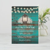 Rustic Baby's Breath & Lantern Blauwgroen Barn Wed Kaart (Staand voorkant)