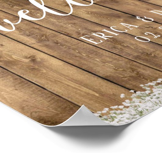 Rustic Baby's Breath Lantern Wedding Welcome Poster (Hoek)