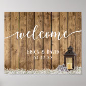 Rustic Baby's Breath Lantern Wedding Welcome Poster (Voorkant)