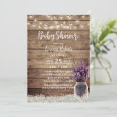 Rustic Baby's Breath Lavender Floral Baby shower Kaart (Staand voorkant)