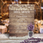 Rustic Baby's Breath Lavender Floral Vrijgezellenf Kaart<br><div class="desc">Rustic Lavender Floral Mason Jar String verlicht Bridal Shower Invitations.</div>