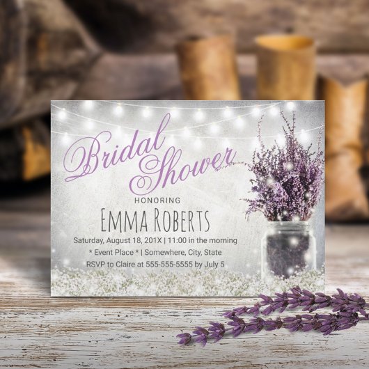 Rustic Baby's Breath Lavender Floral Vrijgezellenf Kaart