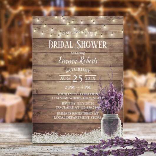 Rustic Baby's Breath Lavender Floral Vrijgezellenf Kaart