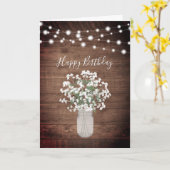 Rustic Baby's Breath Lights Mason Jar Verjaardag Kaart (Gele Bloem)