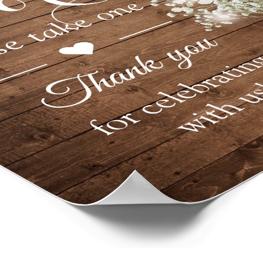 Rustic Baby's Breath Lights Wedding Favors Sign Poster (Hoek)