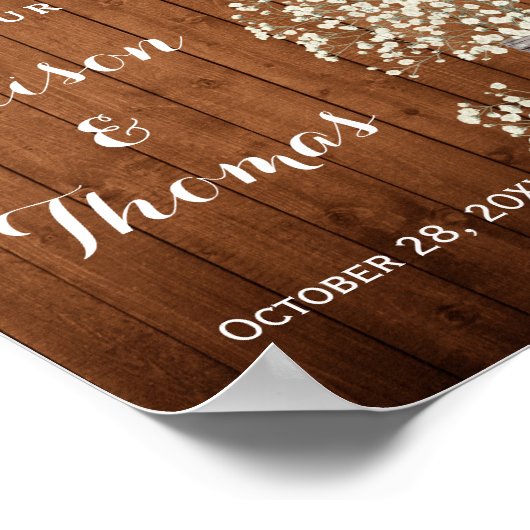 Rustic Baby's Breath Lights Wedding Sign Poster (Hoek)