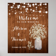 Rustic Baby's Breath Lights Wedding Sign