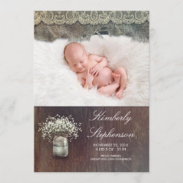 Rustic Baby's Breath Mason Jar Baby Geboortefoto Aankondiging