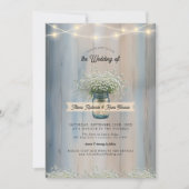 Rustic Baby's Breath Mason Jar huwelijksuitnodigin Kaart (Voorkant)